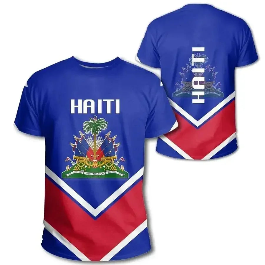 Maillot Haiti -  T-shirt Fans d'Haiti - Fierté Haiti Bleu et rouge