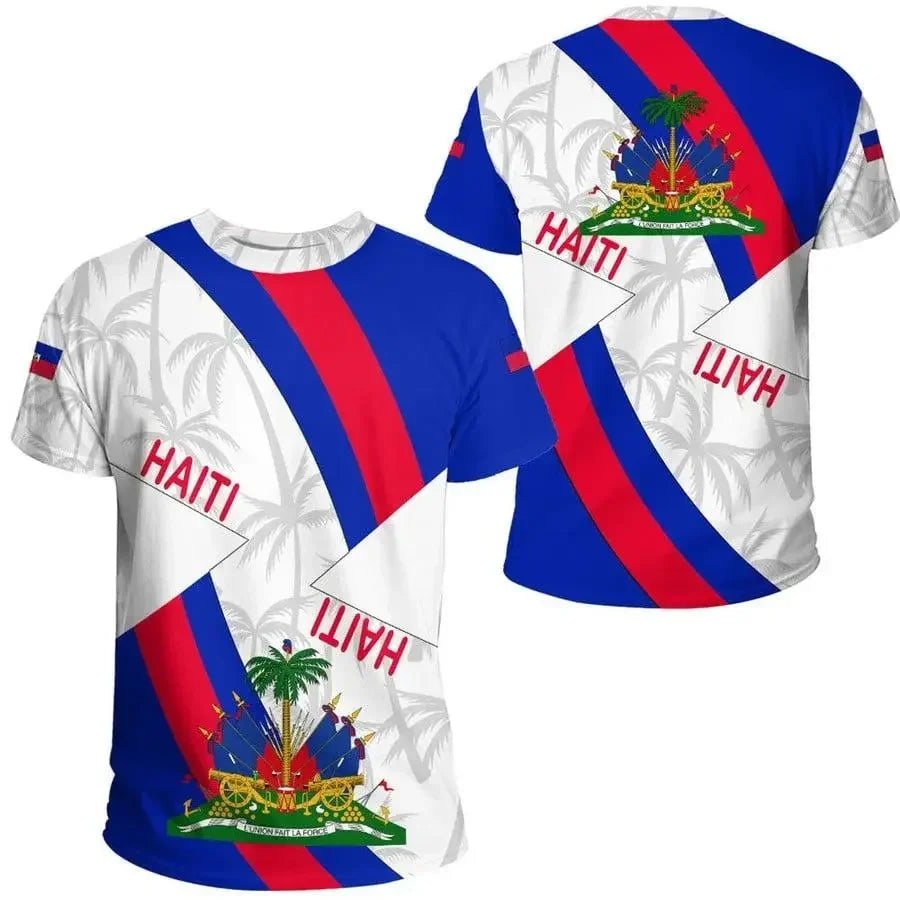 Maillot Haiti -  T-shirt Fans d'Haiti - Fierté Haiti Bleu et rouge