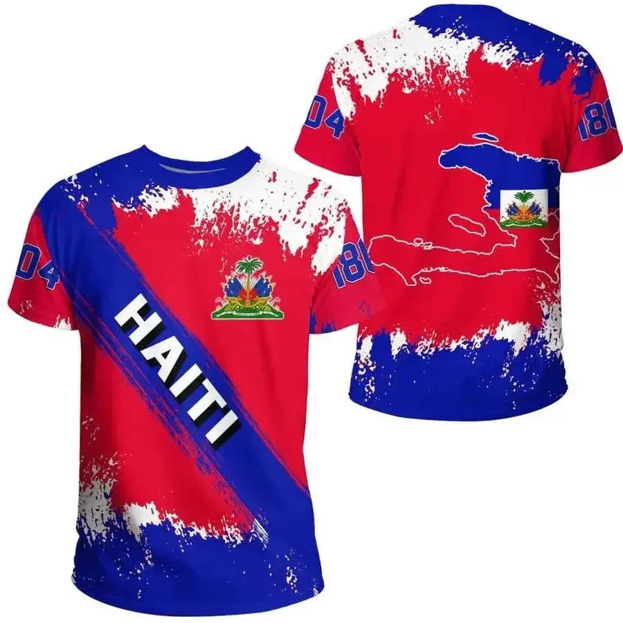 Maillot Haiti -  T-shirt Fans d'Haiti - Fierté Haiti Bleu et rouge