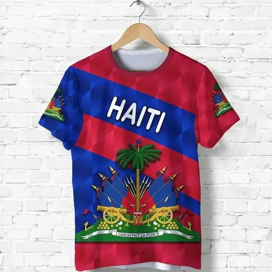 Maillot Haiti -  T-shirt Fans d'Haiti - Fierté Haiti Bleu et rouge