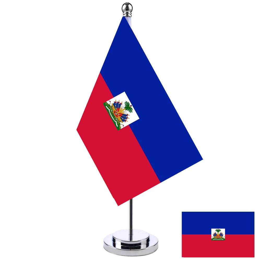 Drapeau Haiti  pour bureau 14 x 25 cm